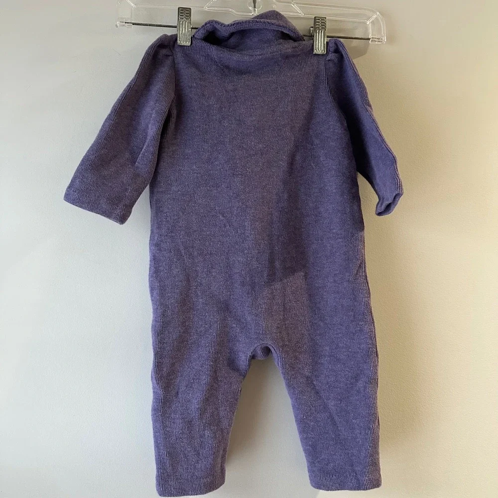 Ralph Lauren Baby Girls Purple Knit‎ Sweater Footless Sleepsuit Romper 9M